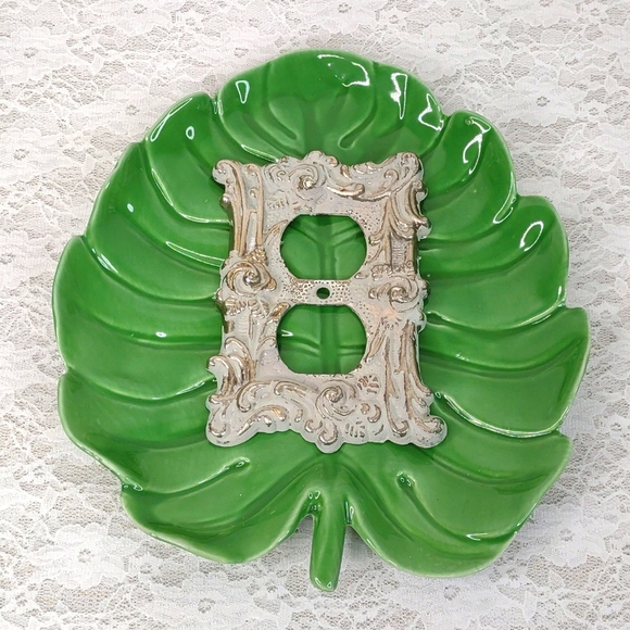 Vintage Brass Ornate Rose Design 1960's Electrical Outlet Cover AT&HC Brand